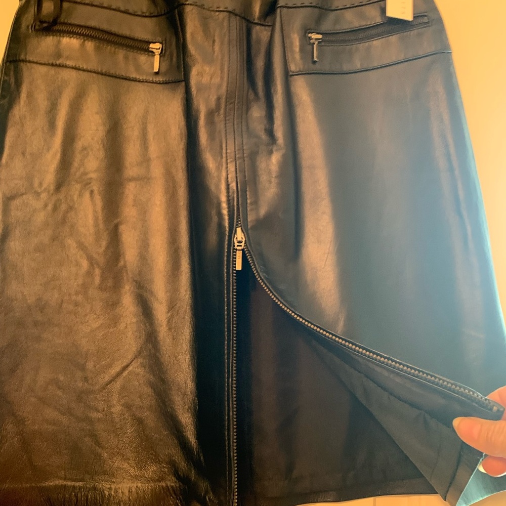 A black leather skirt.